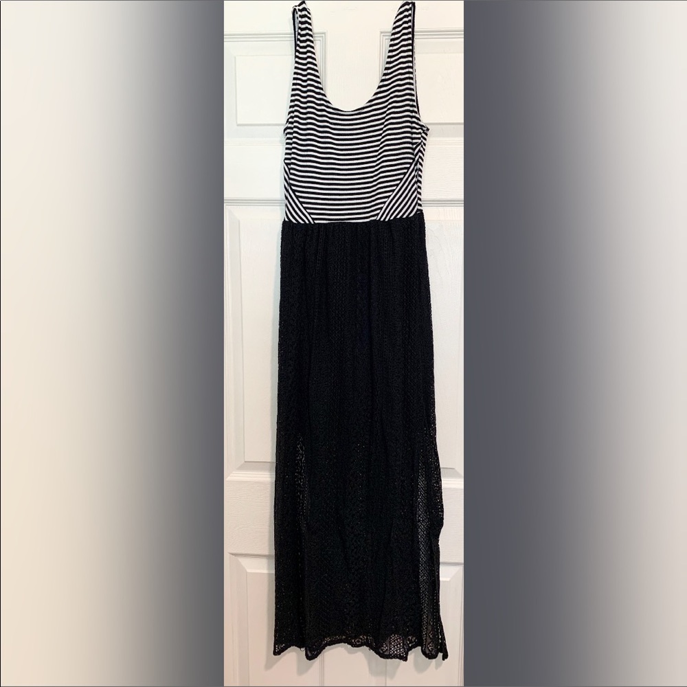 Vanity striped lace maxi dress